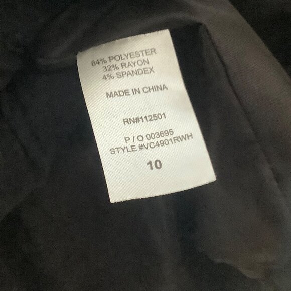 Script Blazer Women Size 10 Brown Pinstripe 2 Button 1 Vent Stretch - Picture 7 of 11